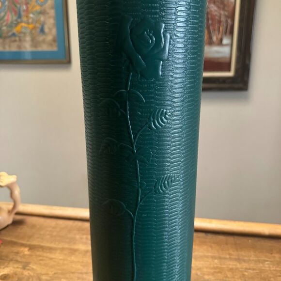 Vtg Breamco Blow Mold Rose w Faux Wicker Toilet Paper Holder Hunter Green - Picture 5 of 10